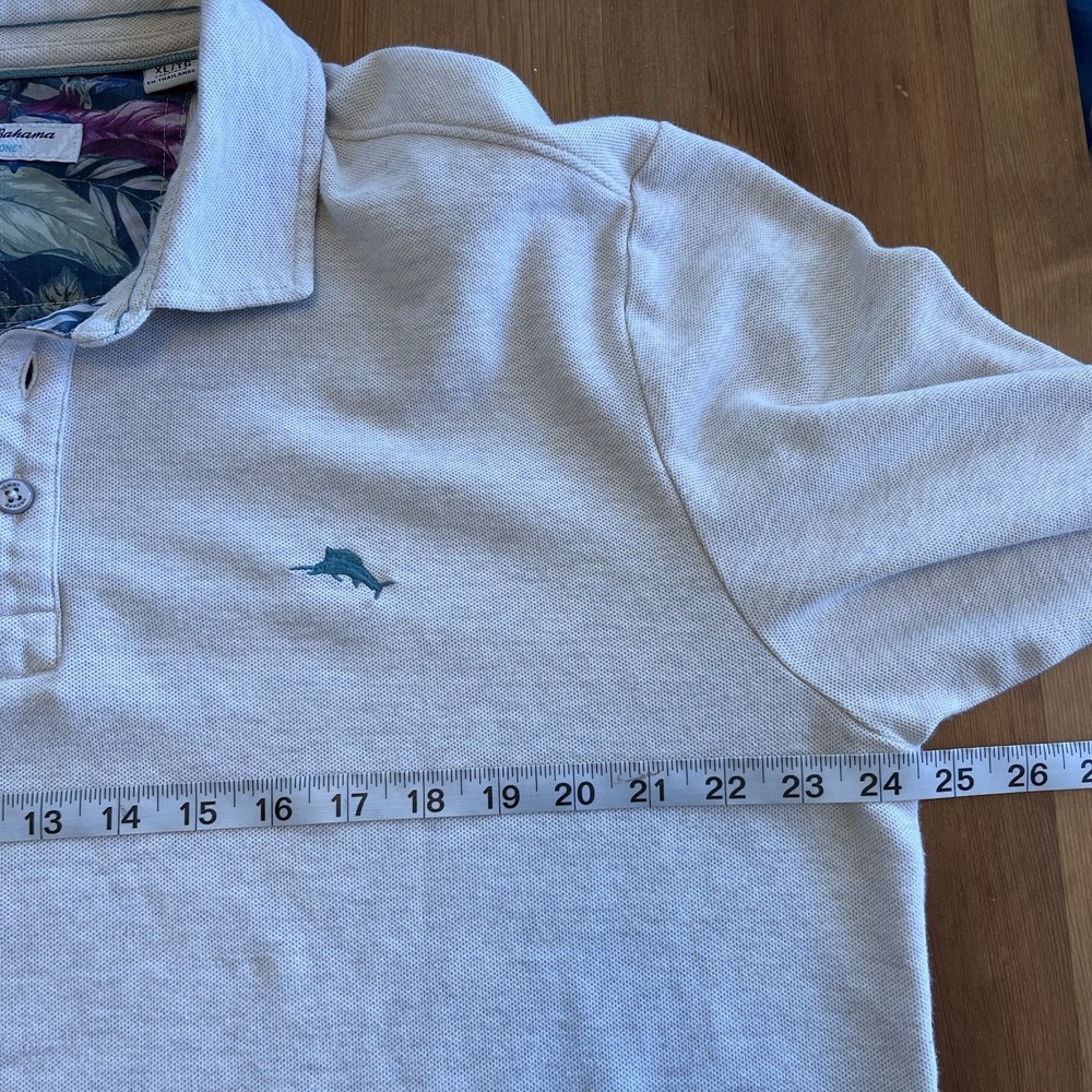 Tommy Bahama Shirt Mens XL Polo Long Sleeve Beige Islandzone Rugby Shirt - Picture 12 of 13